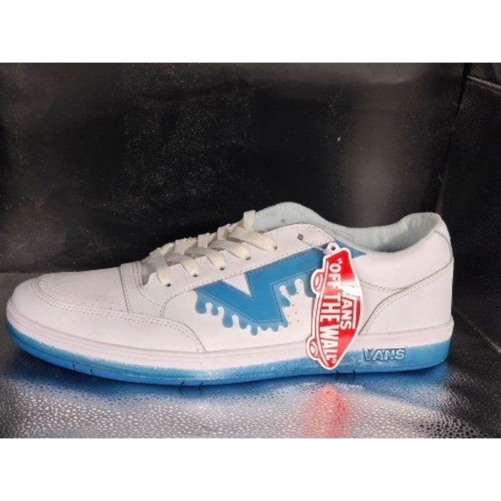 Vans Lowland CC ComfyCush White Blue Dripping Logo Sneakers VN0A4TZY96P Mens
